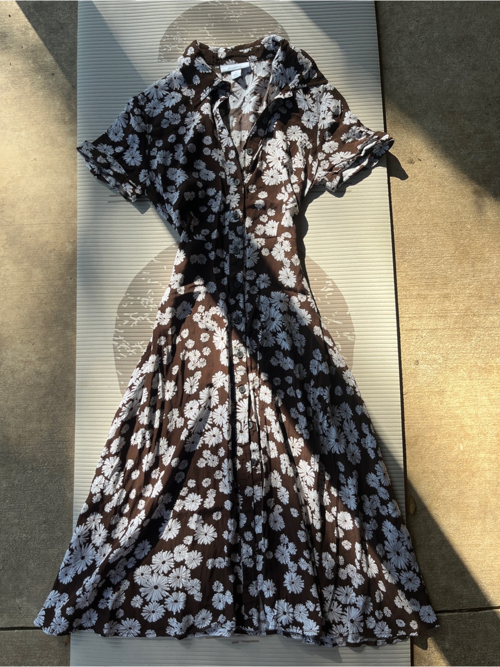 Dress Barn Brown and White Floral Maxi Dress